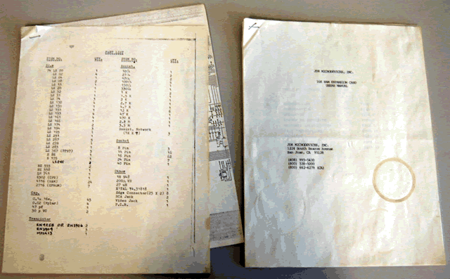 Photo of included documents.